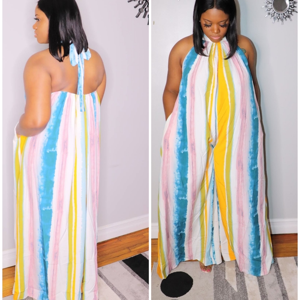 Long flare jumpsuit.